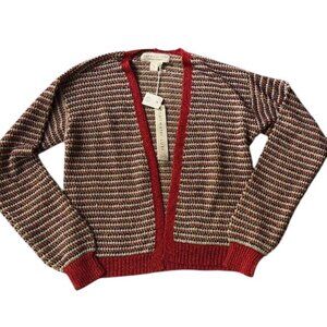 Saltwater LUXE Doris Striped Metallic Cardigan Sweater - Size S